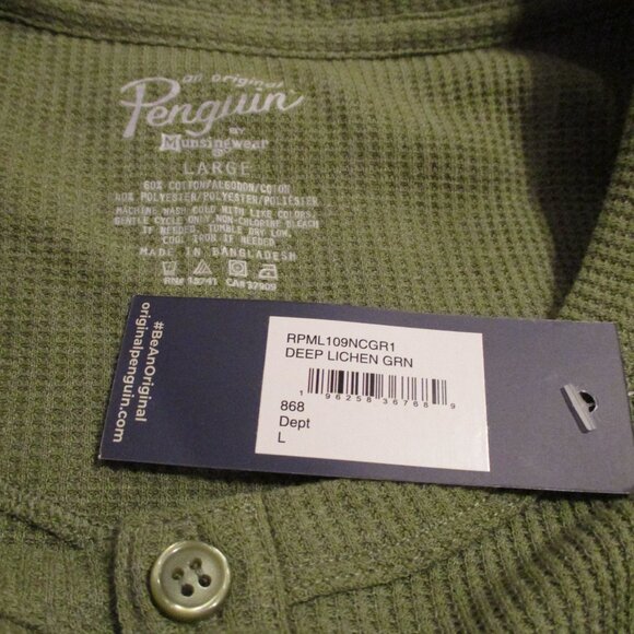 Original Penguin NEW Men Large Green Warm Outdoor Vacation Long Sleeve Shirt - Picture 8 of 11